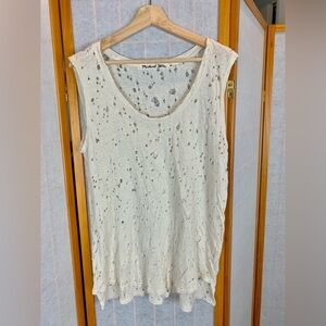 Michael Stars Off White Super Distressed Tank - One Size - HEMP Blend